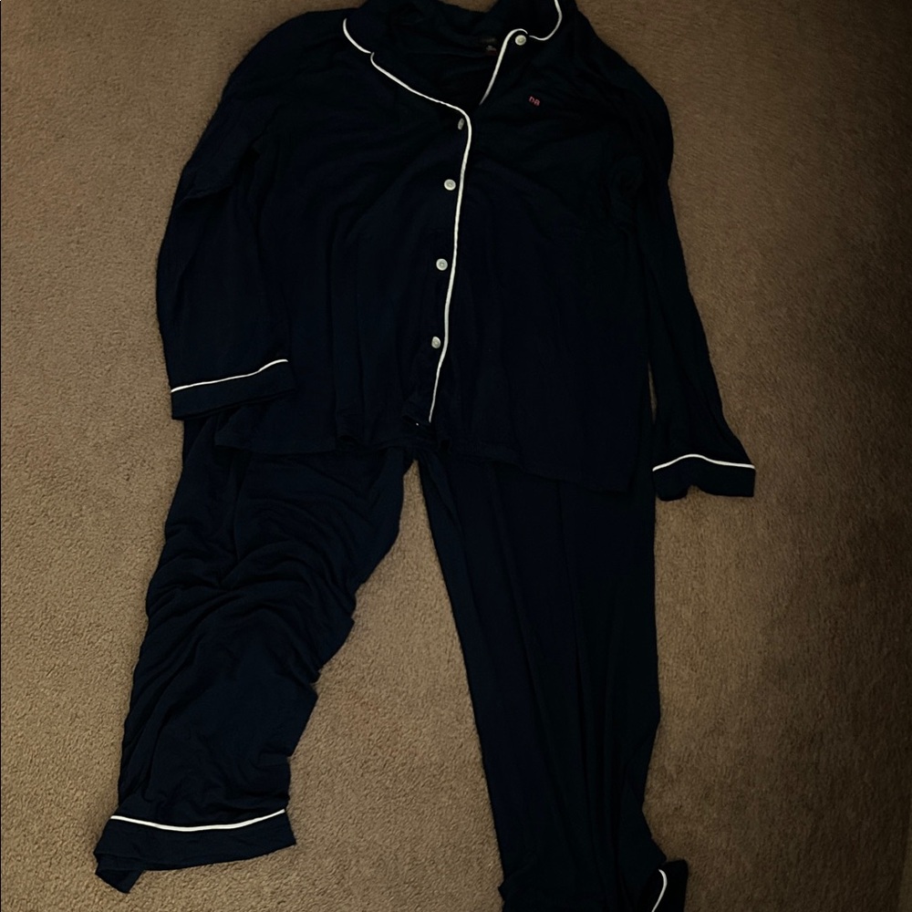 Black Pajama Set with White Trim